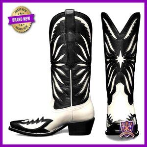 Women's Mid Calf Cowboy Boots Pointed Toe Western Style Faux Leather
